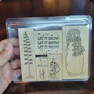 1997 Stampin Up!  "Let It Snow" Rubber Stamp Set of 6 NWOT